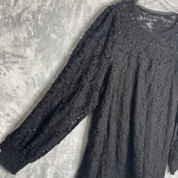 Torrid Stretch Lace Mesh Crew Neck Long Sleeve Top Womens Plus Size 3X Black - Picture 2 of 10